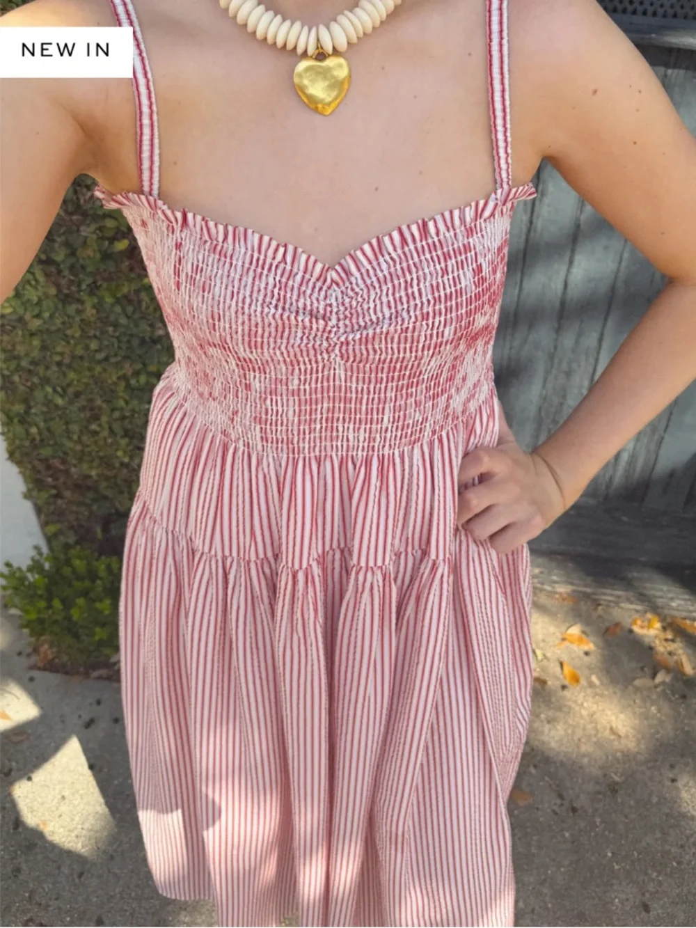 Hill House Home The Rebecca Nap Dress in Red Ticking Stripe Red White Medium - Picture 3 of 8